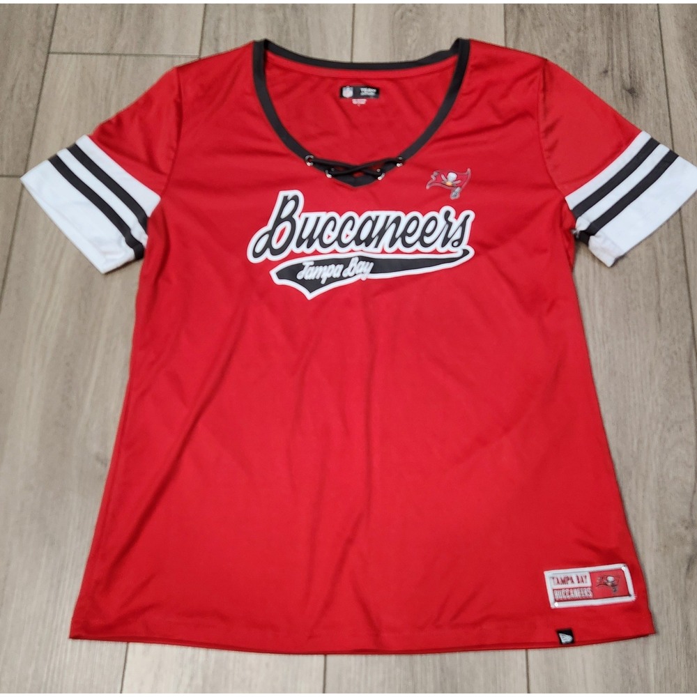 NFL Team Apparel‎ Tampa Bay Buccaneers Women Red Lace Up Jersey Shirt Large